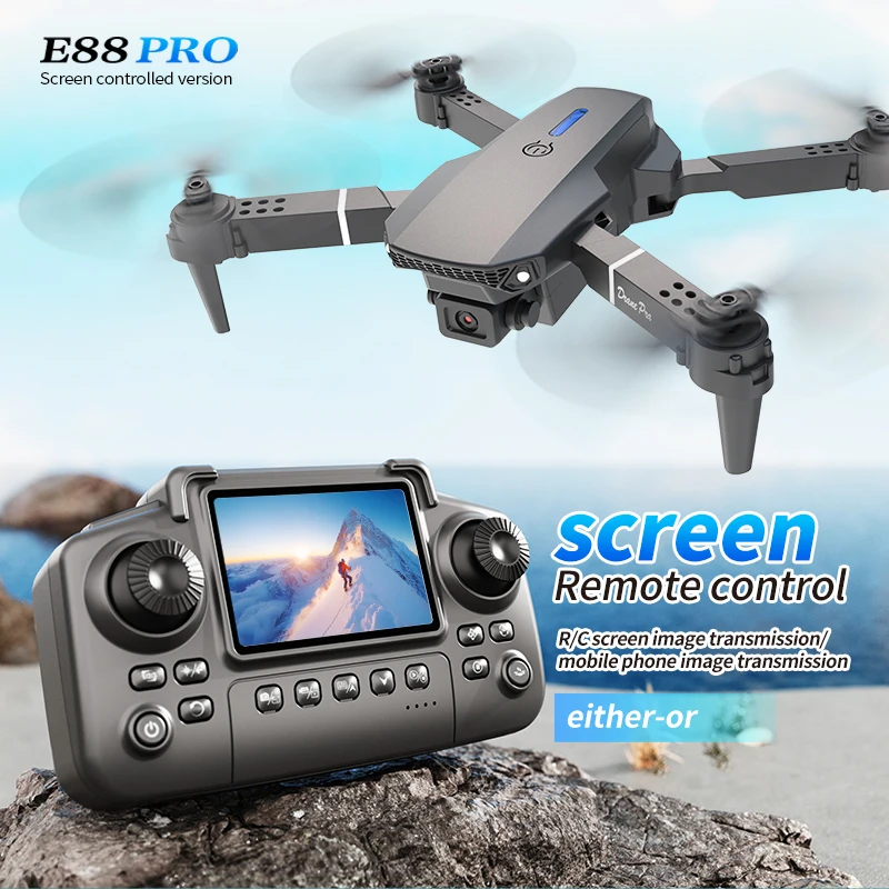 Smart Home Camera - Drone professionnel E88 PRO avec écran,